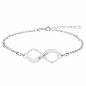 Bratara argint infinit 20 mm - personalizata cu text